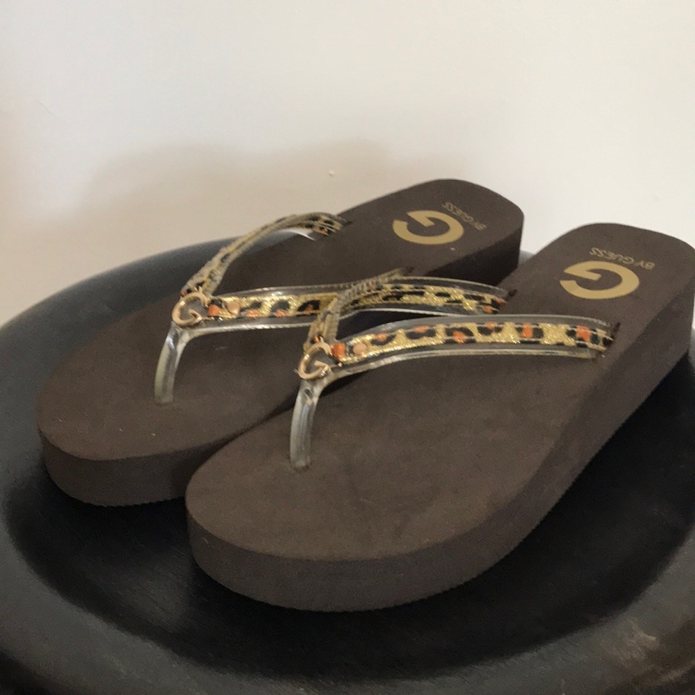 BOGO 50% OFF G by Guess cheetah print flip flops